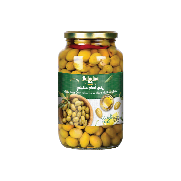 Baladna Whole Green Olives Salkini - Oriental 660 g