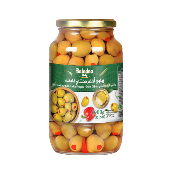 Baladna Green olives stuffed with Peppers - Oriental 1000 g