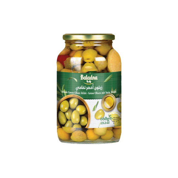 Baladna Whole Green Olives Tefahi - Oriental 660 g