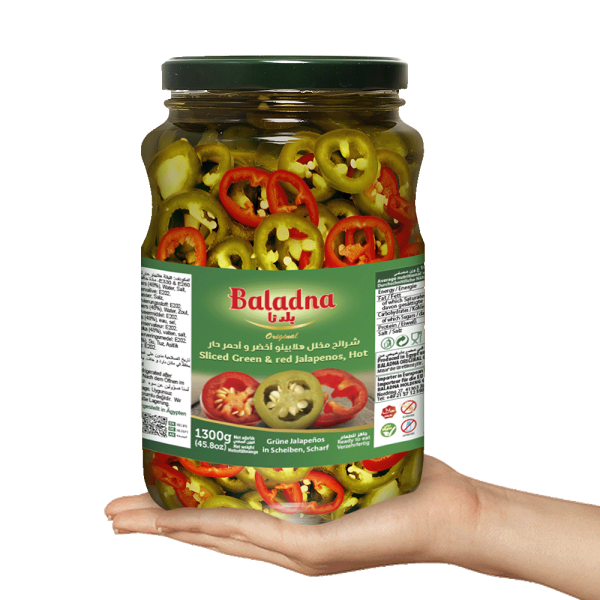 Baladna Sliced Green & Red Jalapenos, Hot - Oriental 1300 g - Image 3