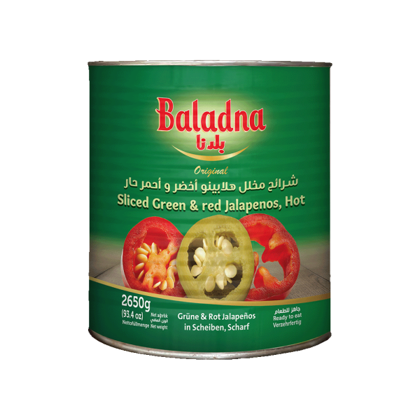 Baladna Sliced Green & Red Jalapenos, Hot - Oriental 2650 g