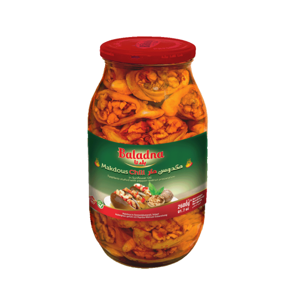 Baladna Hot Makdous in Sunflower Oil Eggplants stuffed with pepper-walnut preparation - Oriental 2900 g