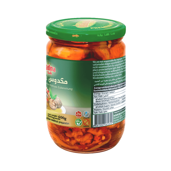 Baladna Makdous in Sunflower Oil Eggplants stuffed with pepper-walnut preparation - Oriental 600 g - Image 3