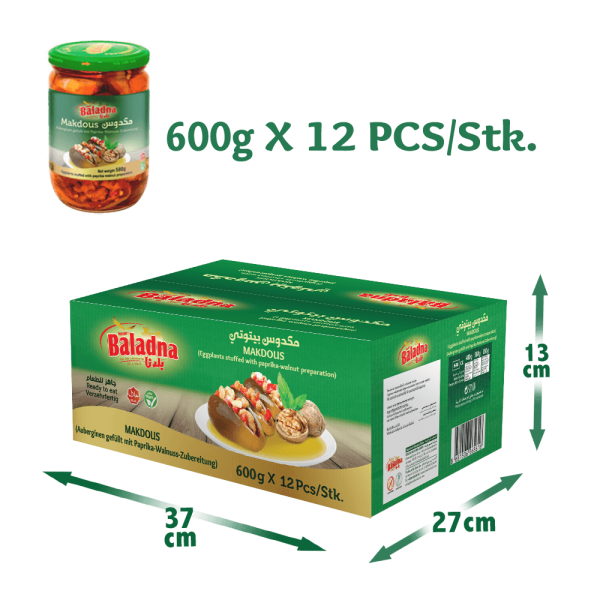 Baladna Makdous in Sunflower Oil Eggplants stuffed with pepper-walnut preparation - Oriental 600 g - Image 5