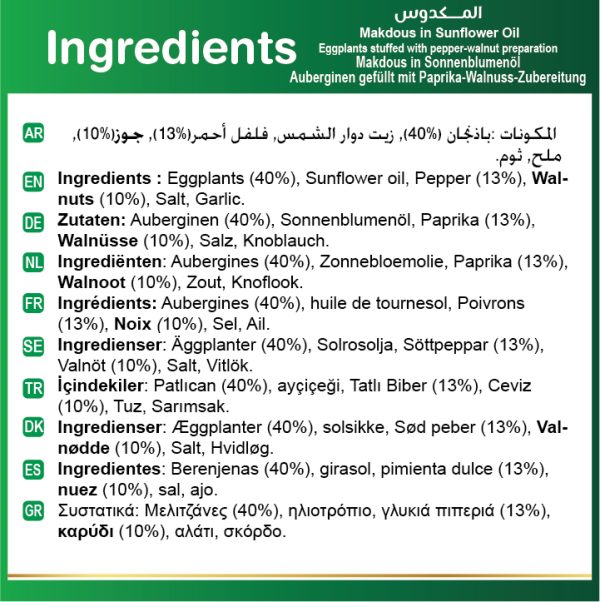 Baladna Makdous in Sunflower Oil Eggplants stuffed with pepper-walnut preparation - Oriental 2900 g - Image 6