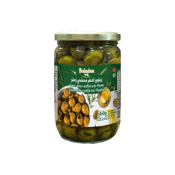Baladna Green olives stuffed with Thyme - Oriental 660 g