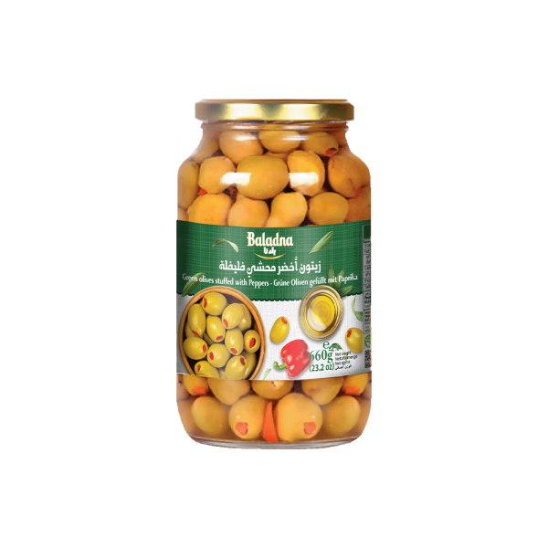 Baladna Green olives stuffed with Peppers - Oriental 660 g