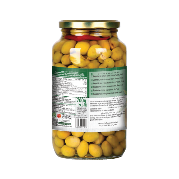 Baladna Whole Green Olives Salkini - Oriental 1000 g - Image 2
