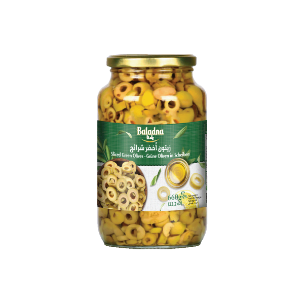 Baladna Sliced Green Olives - Oriental 660 g