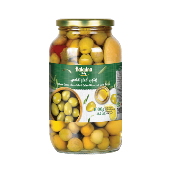 Baladna Whole Green Olives Tefahi - Oriental 1000 g