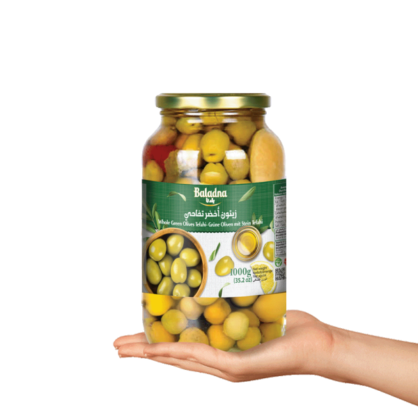 Baladna Whole Green Olives Tefahi - Oriental 1000 g - Image 3